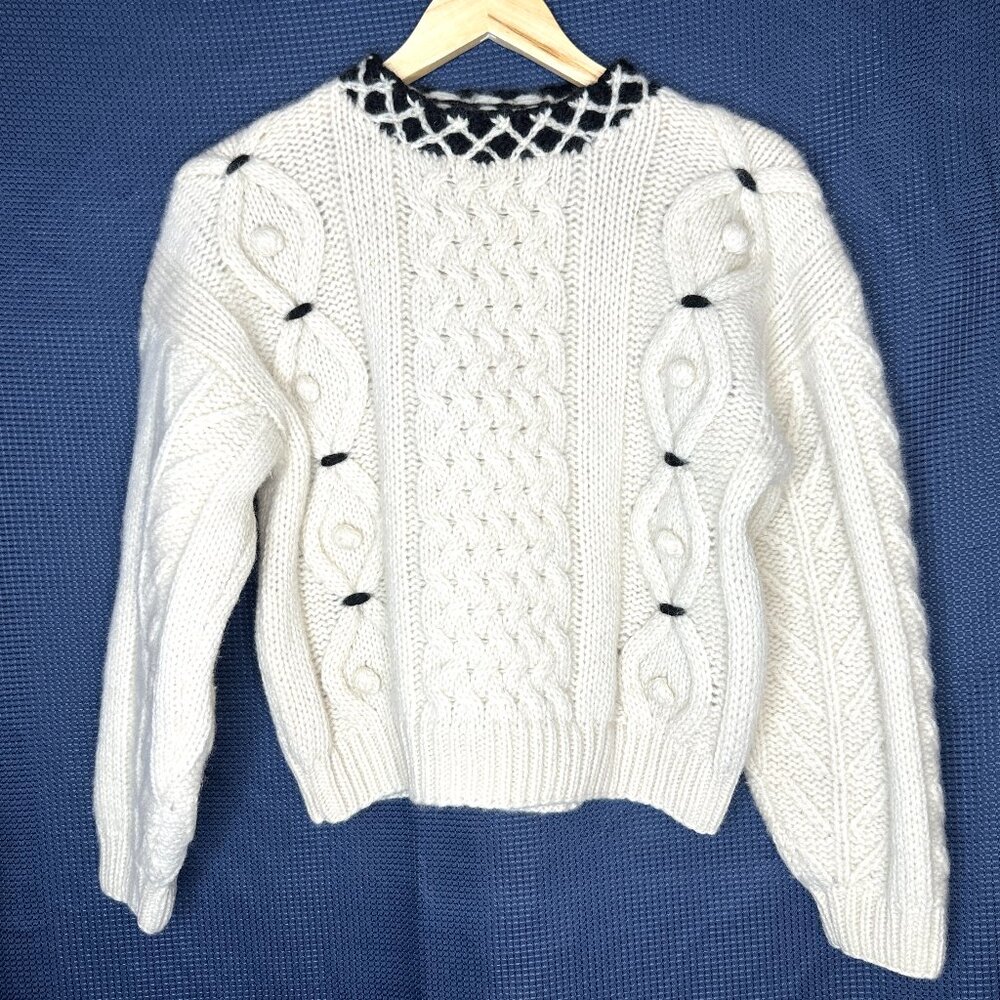 Fisherman Vintage 80s Esprit Sport wool cable knit mock neck sweater